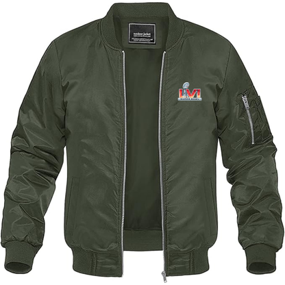 Men's Superbowl LVI Logo  Lightweight Bomber Jacket Windbreaker Softshell Varsity Jacket Coat
