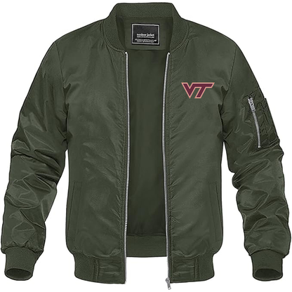 Men's Virginia Tech Hokies Lightweight Bomber Jacket - Army Green