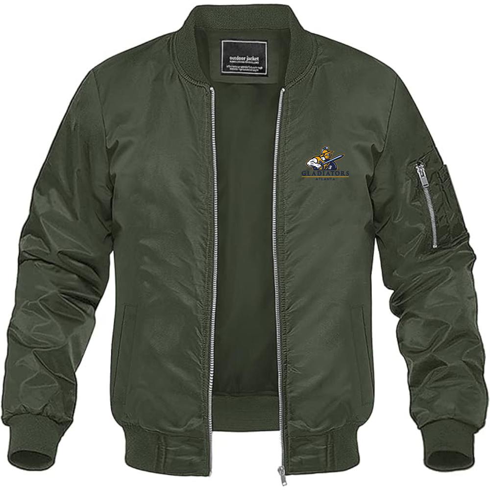 Men's Atlanta Gladiators Logo Lightweight Bomber Jacket Windbreaker Softshell Varsity Jacket Coat