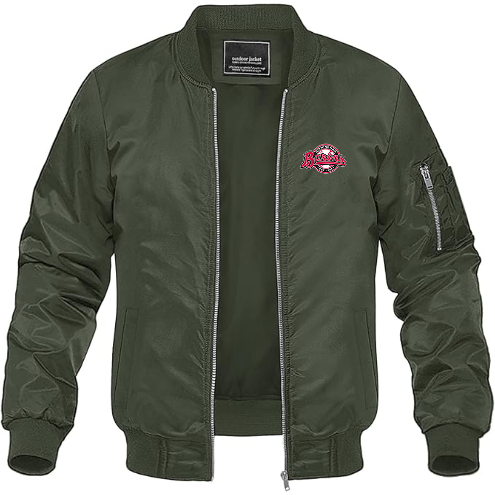 Men's Birmingham Barons Logo Lightweight Bomber Jacket Windbreaker Softshell Varsity Jacket Coat