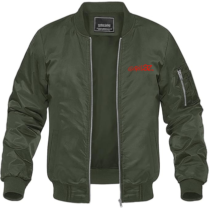Men's Gorillaz Logo Lightweight Bomber Jacket Windbreaker Softshell Varsity Jacket Coat