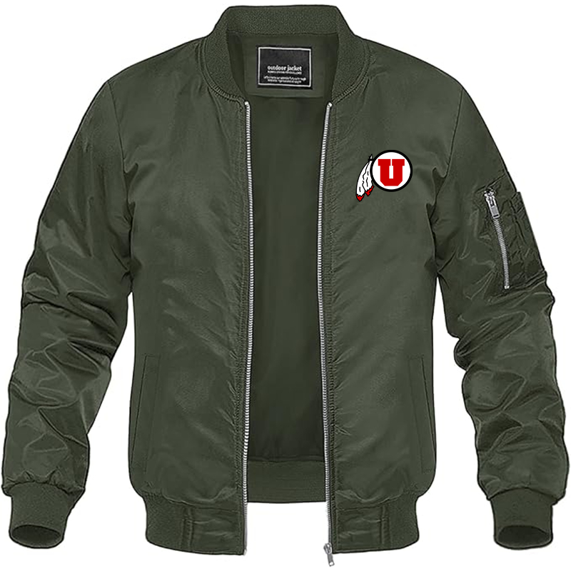 Men's Utah Utes Lightweight Bomber Jacket - Army Green
