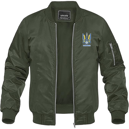 Men's Ukraine National Football Soccer Team Lightweight Bomber Jacket - Army Green