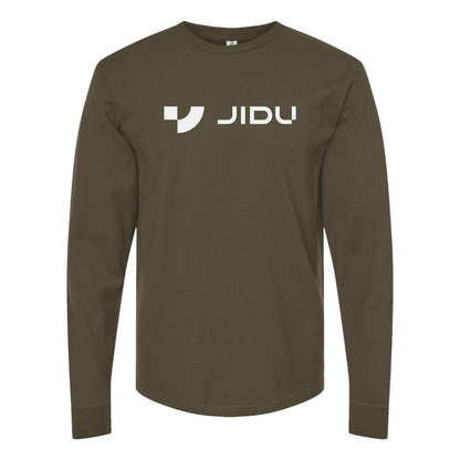 Men's Jidu Logo Cotton Long Sleeve T-Shirt