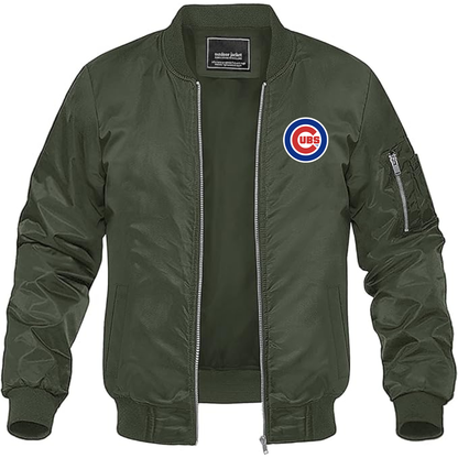 Men's Chicago Cubs Logo Lightweight Bomber Jacket Windbreaker Softshell Varsity Jacket Coat