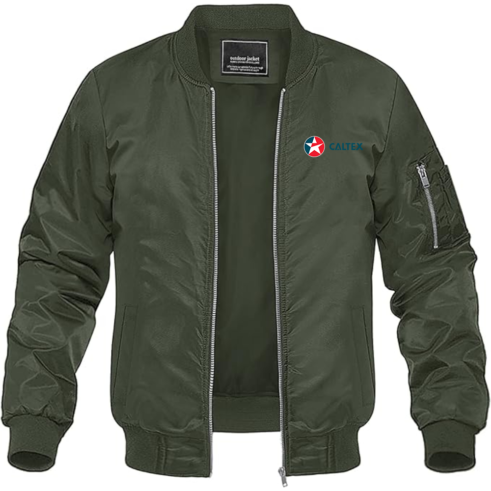Men's Caltex Gas Station Lightweight Bomber Jacket Windbreaker Softshell Varsity Jacket Coat