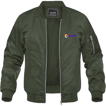 Men's Eneba Logo Lightweight Bomber Jacket Windbreaker Softshell Varsity Jacket Coat