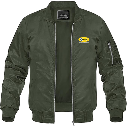 Men's Adam Motors Logo Lightweight Bomber Jacket Windbreaker Softshell Varsity Jacket Coat