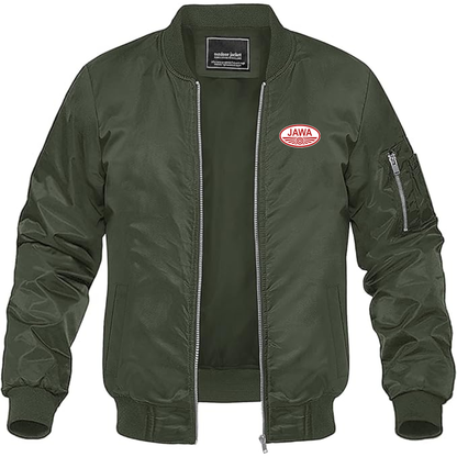 Men's Jawa Logo Lightweight Bomber Jacket Windbreaker Softshell Varsity Jacket Coat