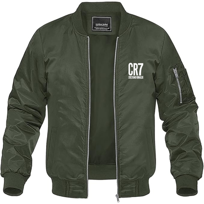 Men's CR7 Logo Lightweight Bomber Jacket Windbreaker Softshell Varsity Jacket Coat