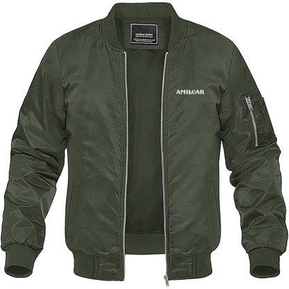 Men's Amilcar Italiana Logo Lightweight Bomber Jacket Windbreaker Softshell Varsity Jacket Coat