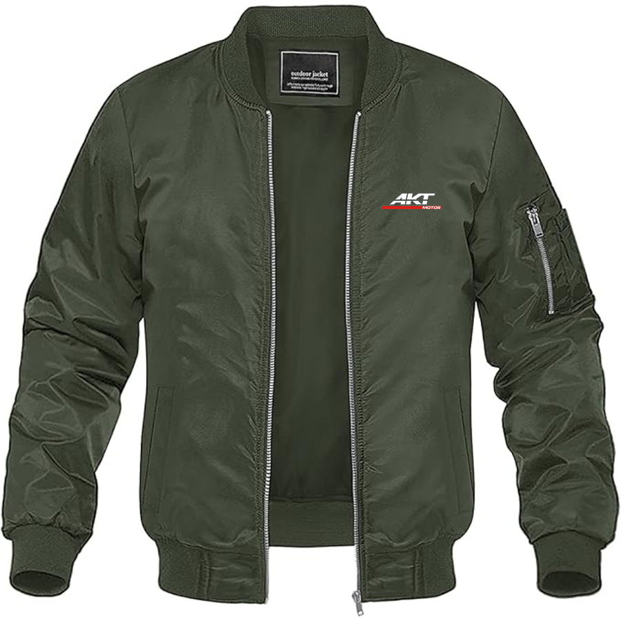 Men's AKT Logo Lightweight Bomber Jacket Windbreaker Softshell Varsity Jacket Coat