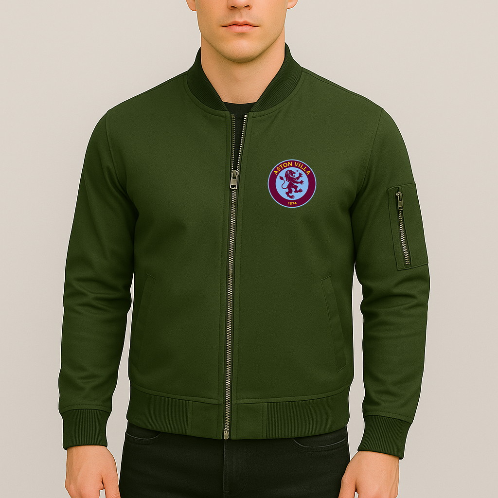 Men's Aston Villa FC Lightweight Bomber Jacket - Army Green