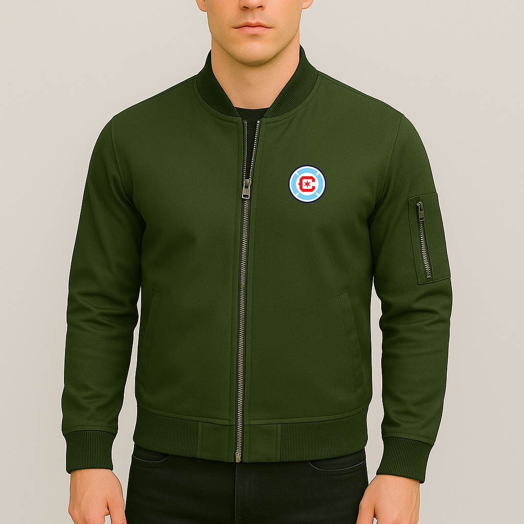 Men's Chicago Fire Soccer Lightweight Bomber Jacket - Army Green