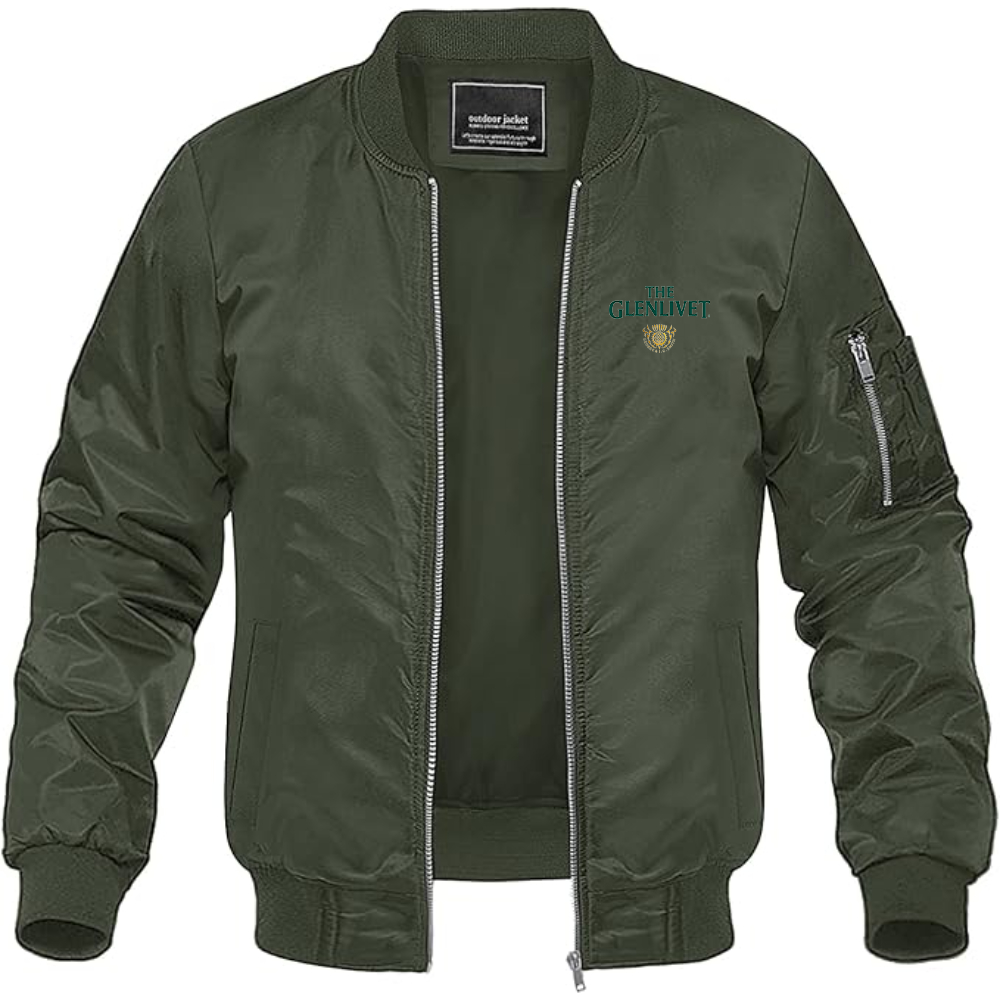 Men's The Glenlivet Logo Lightweight Bomber Jacket Windbreaker Softshell Varsity Jacket Coat