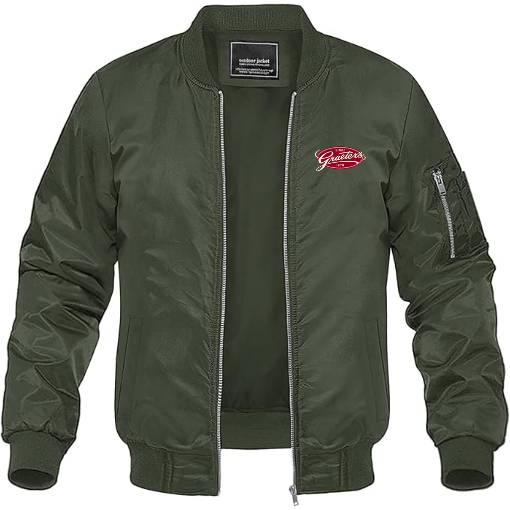Men's  Graeters Logo Lightweight Bomber Jacket Windbreaker Softshell Varsity Jacket Coat