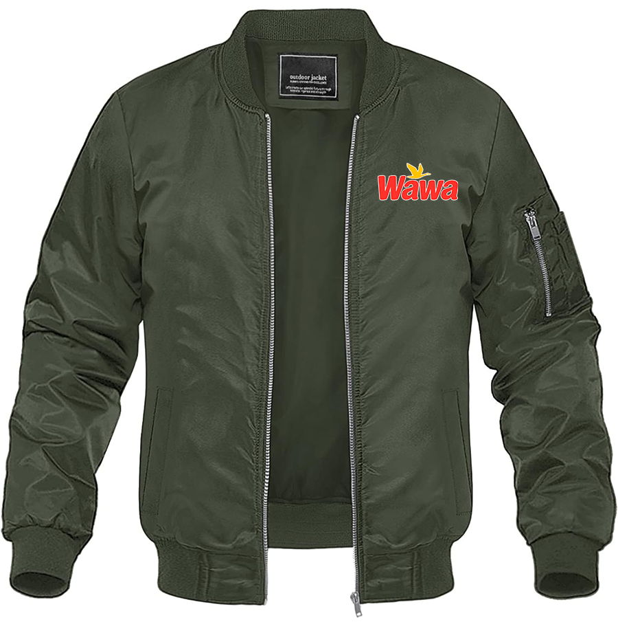 Men's Wawa Gas Station Lightweight Bomber Jacket - Army Green