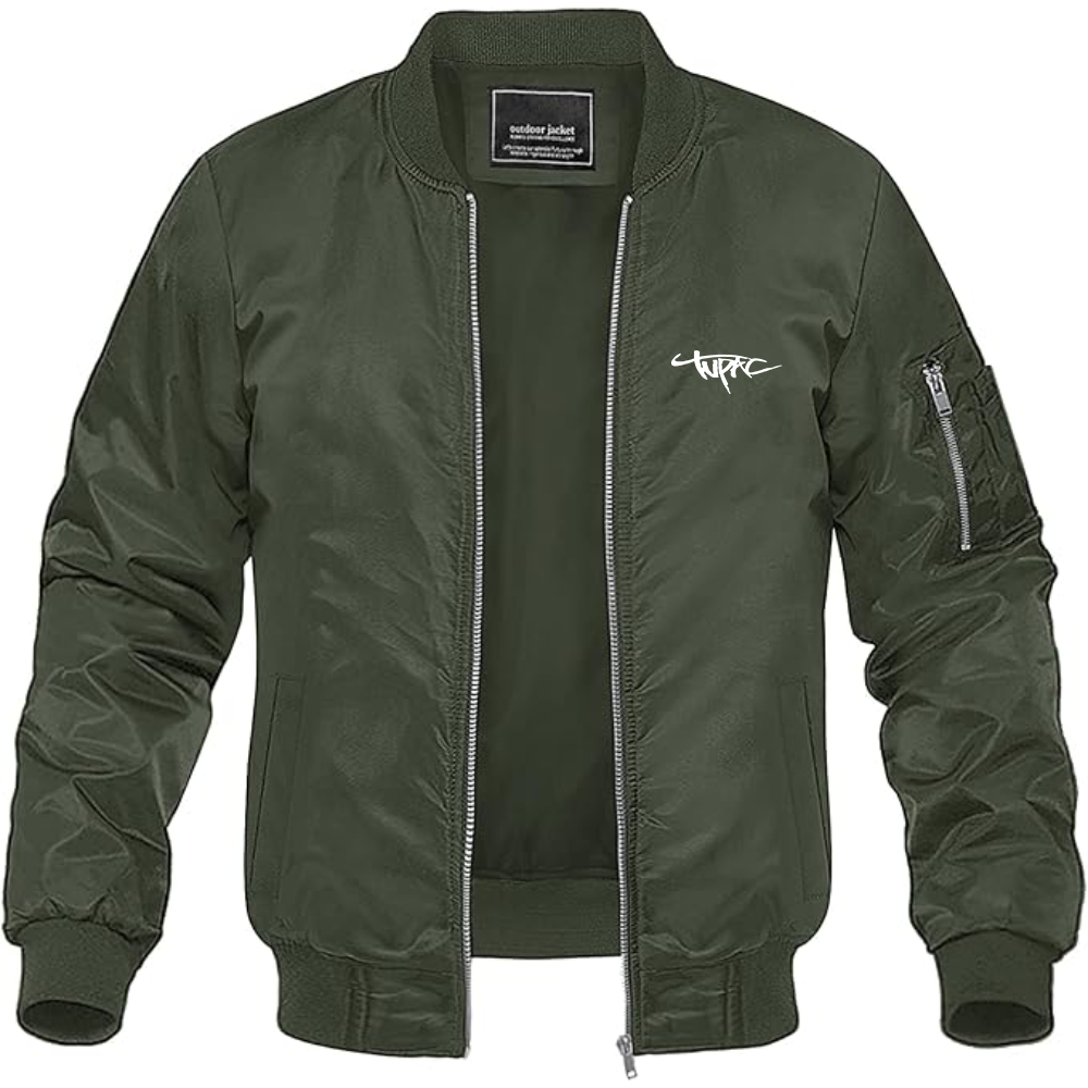 Men's 2pac Logo Lightweight Bomber Jacket Windbreaker Softshell Varsity Jacket Coat
