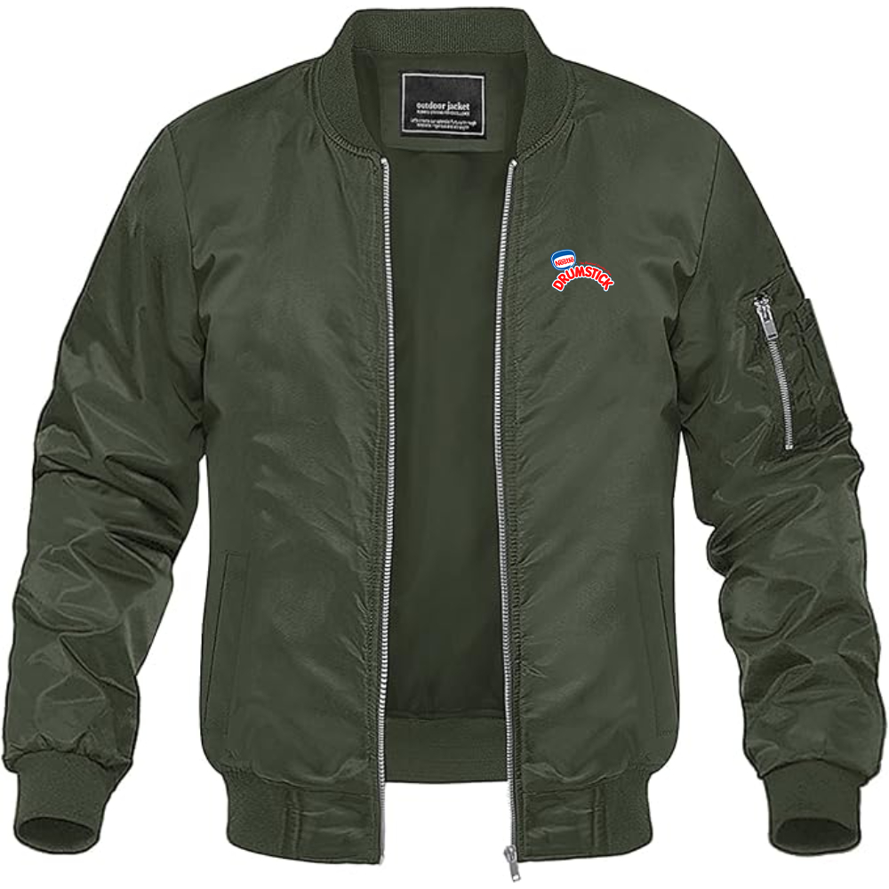 Men's Drumstick Logo Lightweight Bomber Jacket Windbreaker Softshell Varsity Jacket Coat