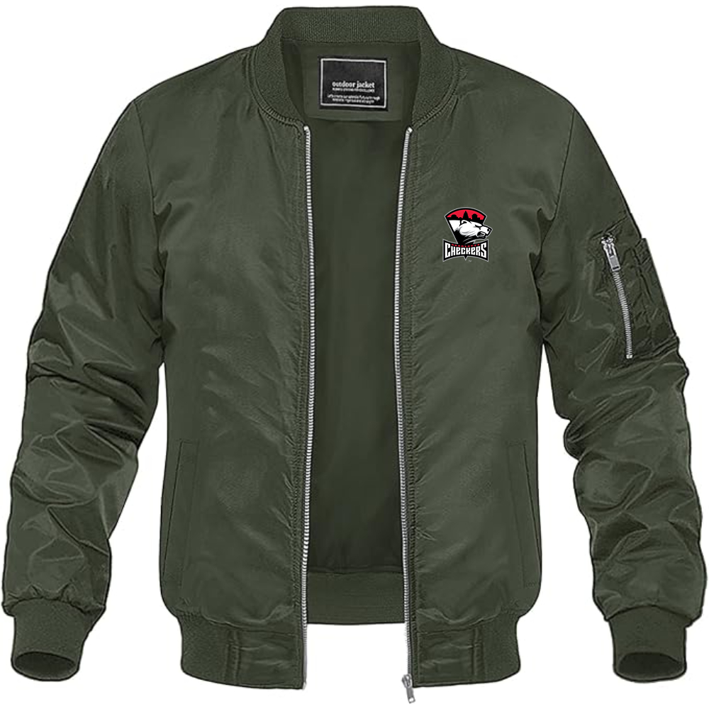 Men's Charlotte Checkers Logo Lightweight Bomber Jacket Windbreaker Softshell Varsity Jacket Coat