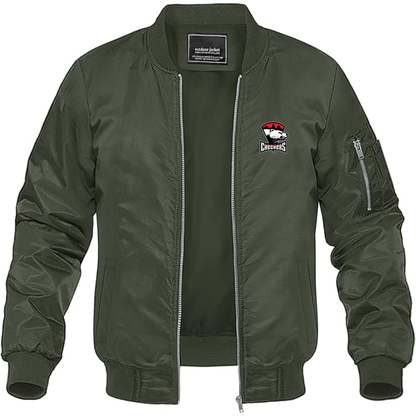 Men's Charlotte Checkers Logo Lightweight Bomber Jacket Windbreaker Softshell Varsity Jacket Coat