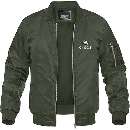 Men's Crocs Logo Lightweight Bomber Jacket Windbreaker Softshell Varsity Jacket Coat