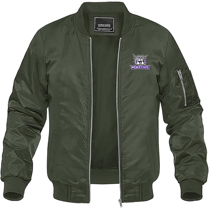 Men's Weber State Wildcats Lightweight Bomber Jacket - Army Green