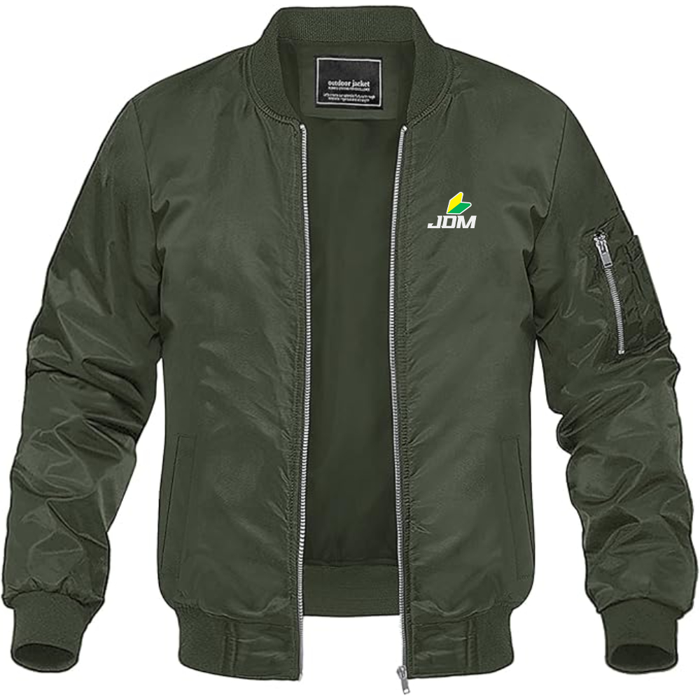 Men's JDM Logo Lightweight Bomber Jacket Windbreaker Softshell Varsity Jacket Coat