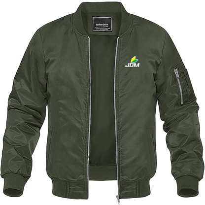 Men's JDM Logo Lightweight Bomber Jacket Windbreaker Softshell Varsity Jacket Coat
