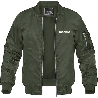 Men's KOEZIO Logo  Lightweight Bomber Jacket Windbreaker Softshell Varsity Jacket Coat