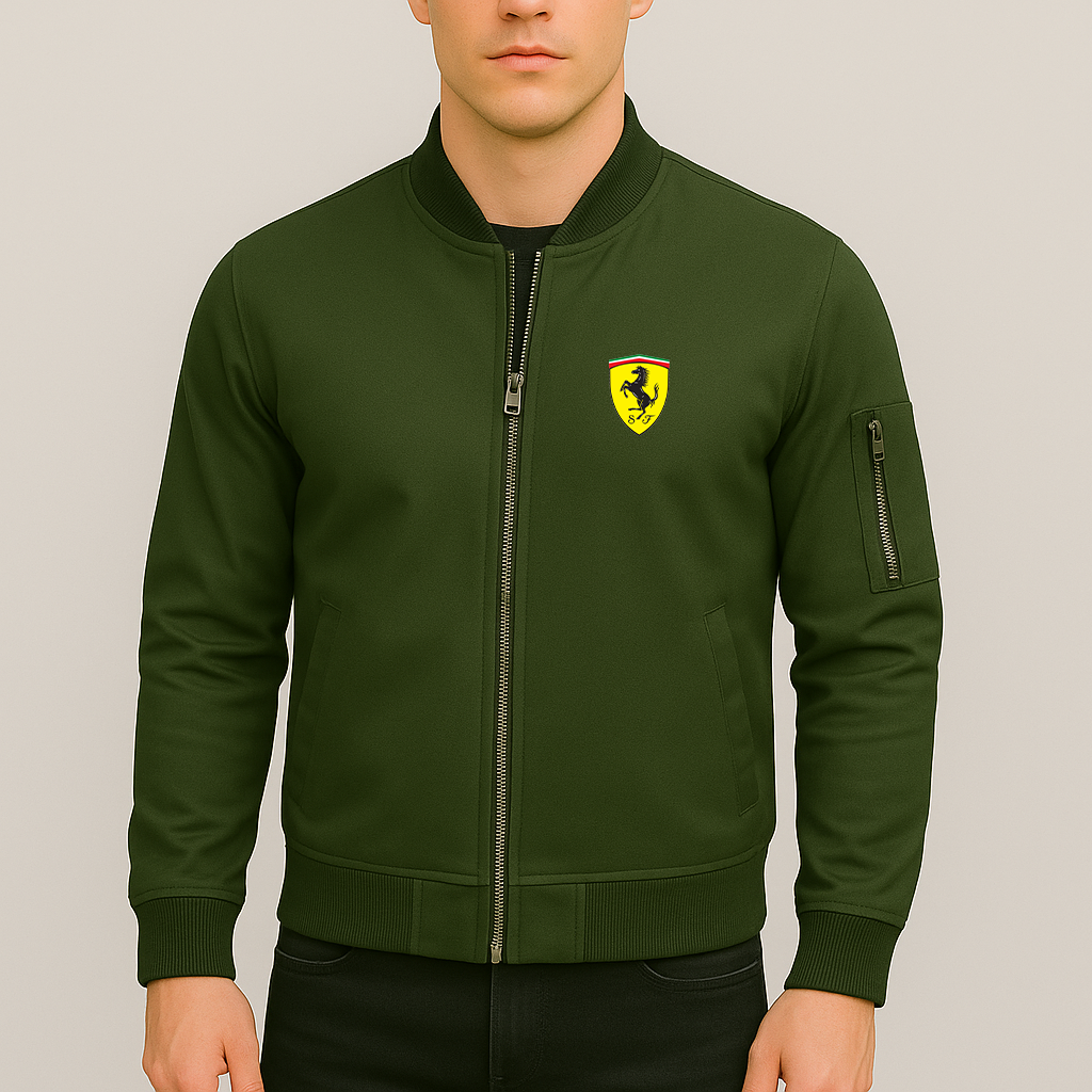 Men’s Ferrari Motorsport Car Lightweight Bomber Jacket - Army Green