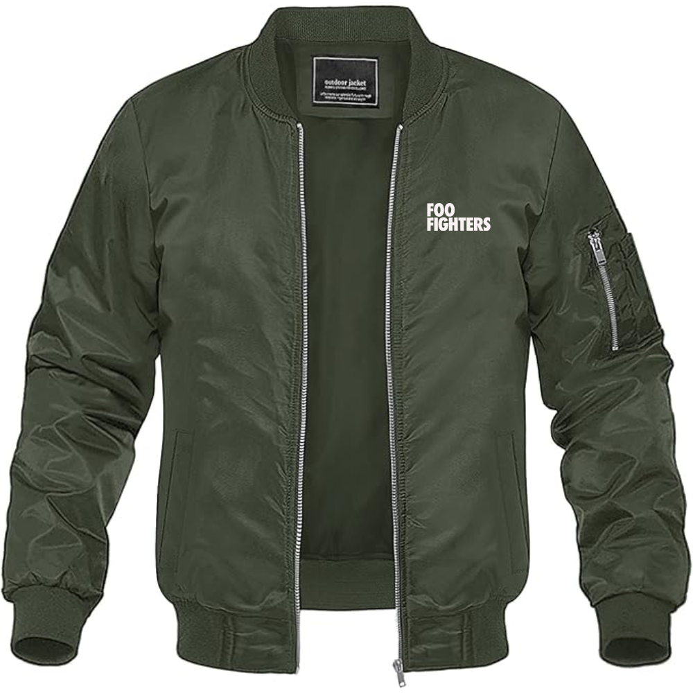 Men's Foo Fighters Logo Lightweight Bomber Jacket Windbreaker Softshell Varsity Jacket Coat