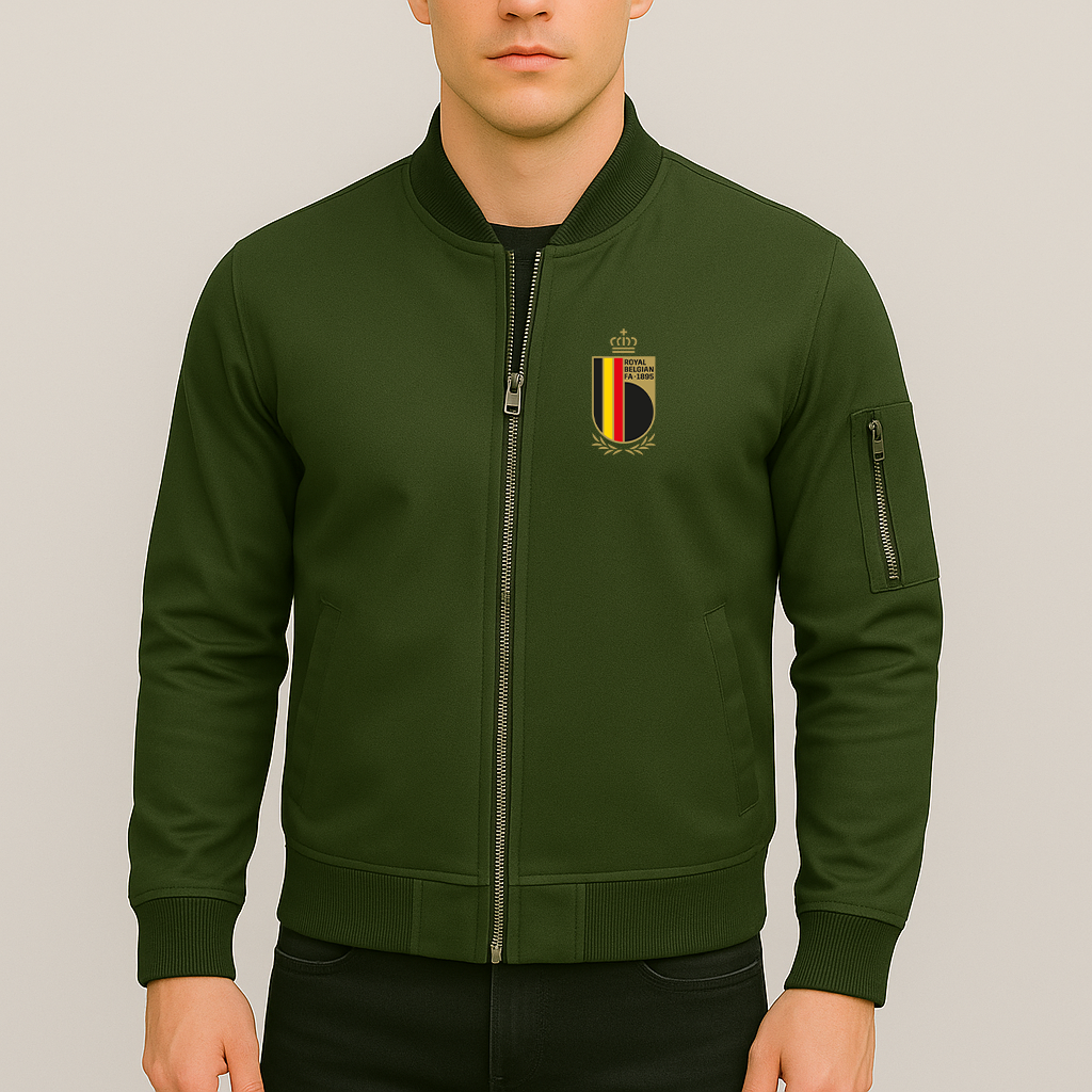 Men's Belgium National Soccer Team Lightweight Bomber Jacket - Army Green