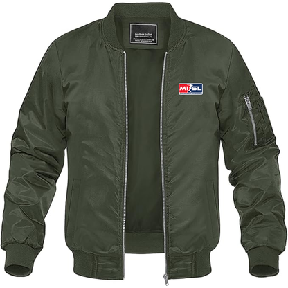Men's  Major Indoor Soccer League Logo Lightweight Bomber Jacket Windbreaker Softshell Varsity Jacket Coat