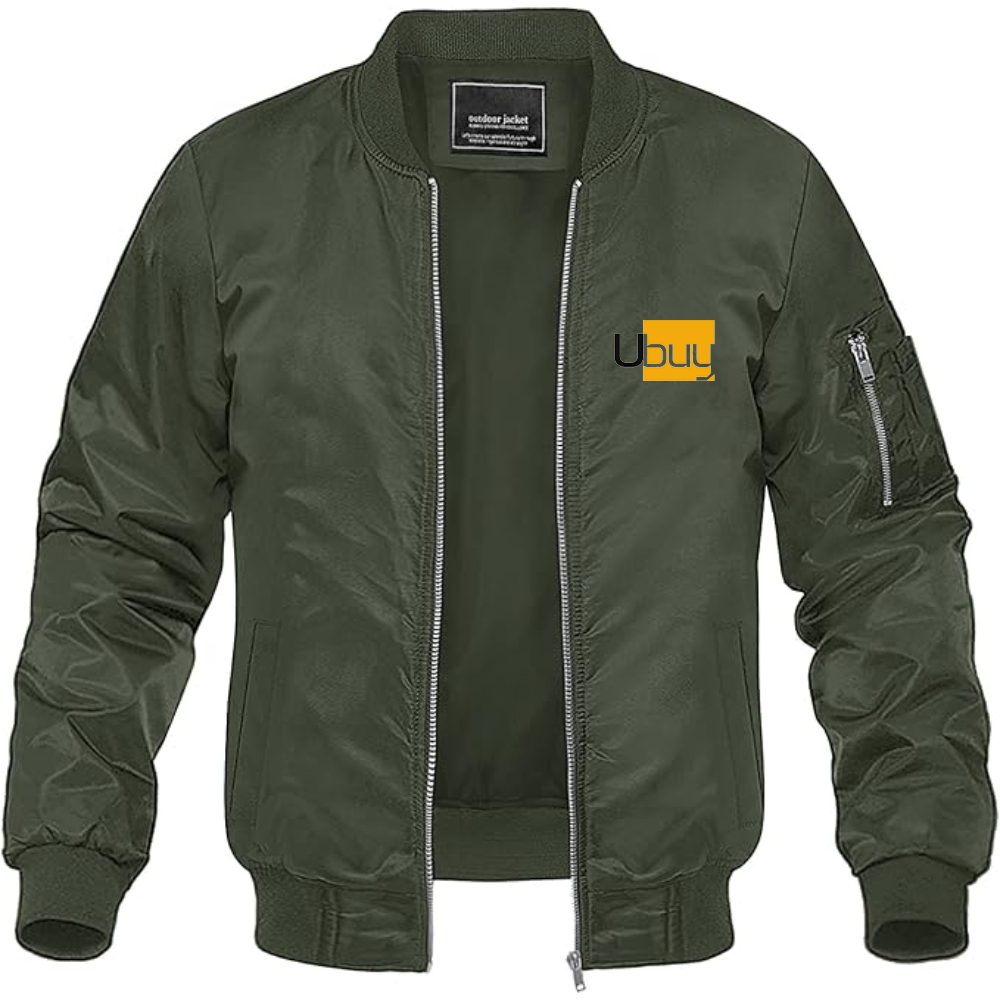 Men's Ubuy Logo Lightweight Bomber Jacket Windbreaker Softshell Varsity Jacket Coat