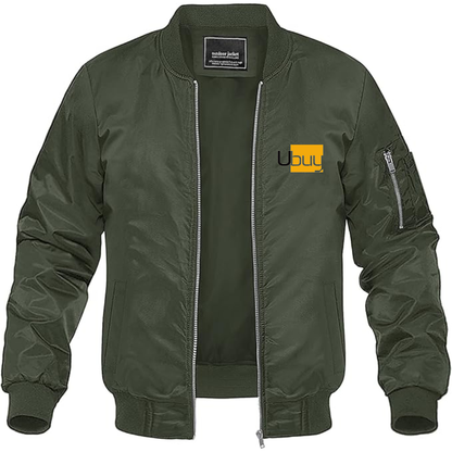 Men's Ubuy Logo Lightweight Bomber Jacket Windbreaker Softshell Varsity Jacket Coat