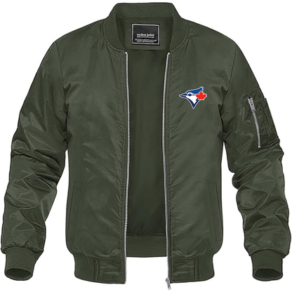 Men's Bluefield Blue Jays Logo Lightweight Bomber Jacket Windbreaker Softshell Varsity Jacket Coat