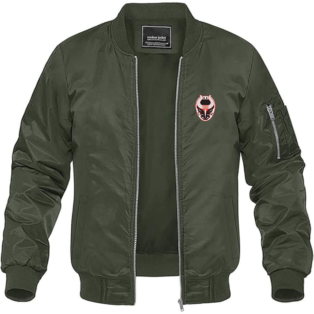 Men's Birmingham Bulls Logo Lightweight Bomber Jacket Windbreaker Softshell Varsity Jacket Coat