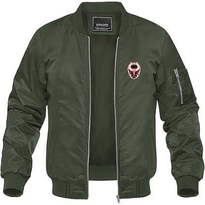 Men's Birmingham Bulls Logo Lightweight Bomber Jacket Windbreaker Softshell Varsity Jacket Coat