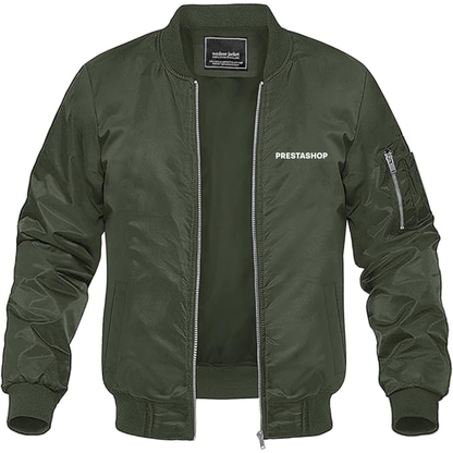 Men's PrestaShop Logo Lightweight Bomber Jacket Windbreaker Softshell Varsity Jacket Coat