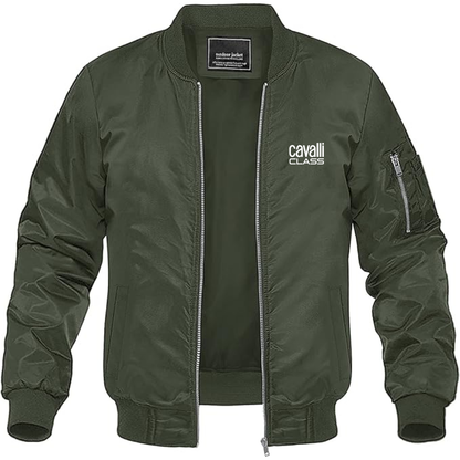 Men's Cavalli Class Logo Lightweight Bomber Jacket Windbreaker Softshell Varsity Jacket Coat