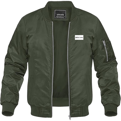 Men's Green Day Logo Lightweight Bomber Jacket Windbreaker Softshell Varsity Jacket Coat