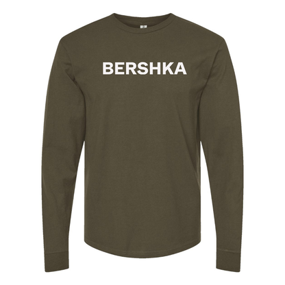 Men's Bershka Logo Cotton Long Sleeve T-Shirt
