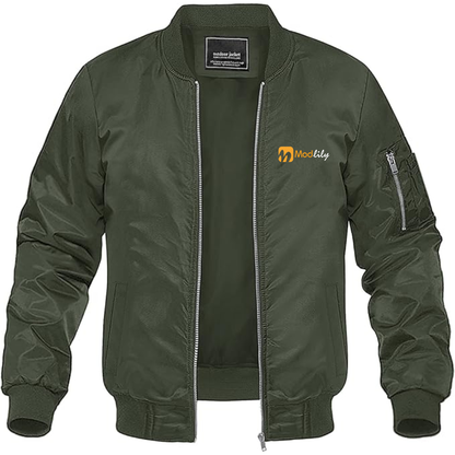 Men's Modlily Logo Lightweight Bomber Jacket Windbreaker Softshell Varsity Jacket Coat