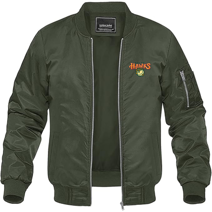 Men's Boise Hawks Logo Lightweight Bomber Jacket Windbreaker Softshell Varsity Jacket Coat