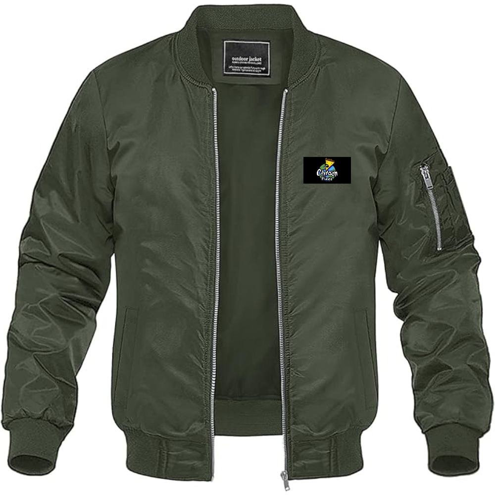 Men's Cartoon Pizza Logo Lightweight Bomber Jacket Windbreaker Softshell Varsity Jacket Coat