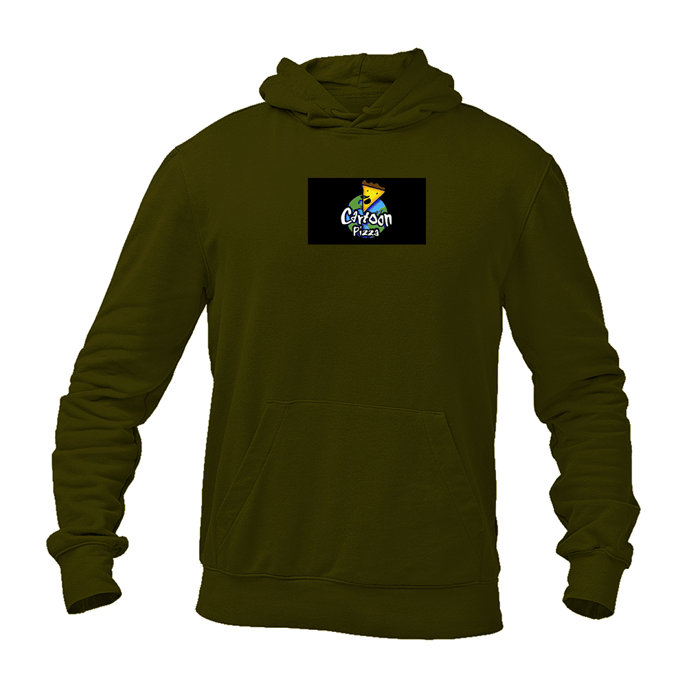 Men's Cartoon Pizza Logo Pullover Hoodie