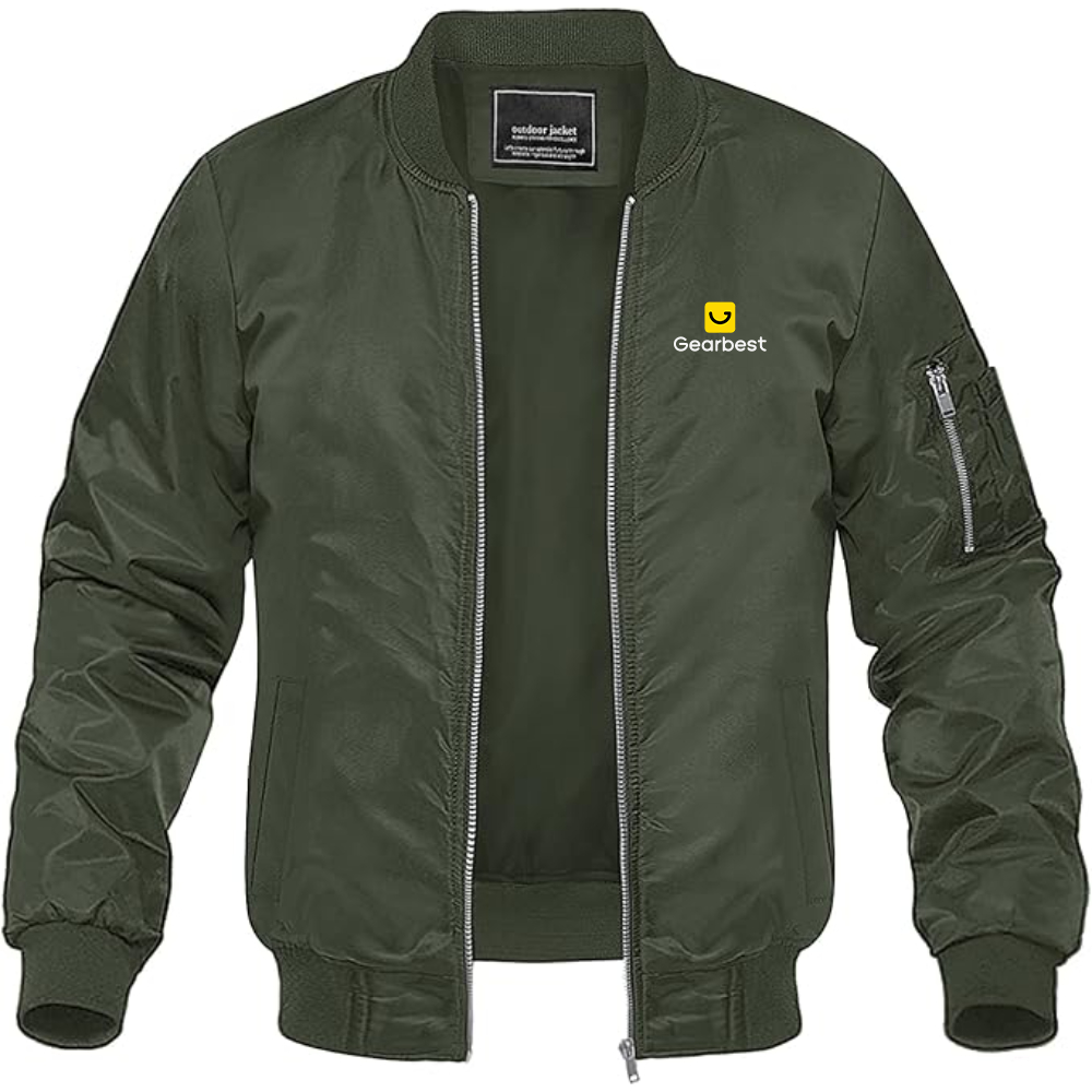 Men's Gearbest Logo Lightweight Bomber Jacket Windbreaker Softshell Varsity Jacket Coat