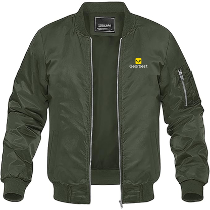 Men's Gearbest Logo Lightweight Bomber Jacket Windbreaker Softshell Varsity Jacket Coat