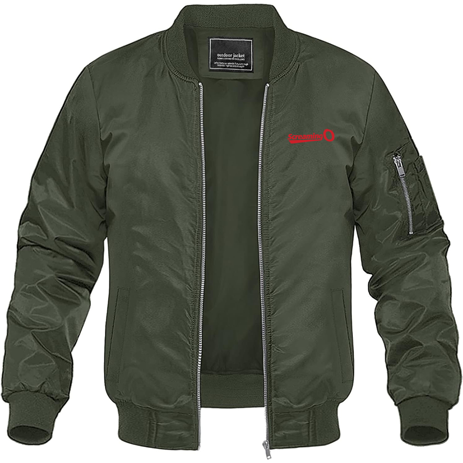 Men's ScreamingO Logo Lightweight Bomber Jacket Windbreaker Softshell Varsity Jacket Coat